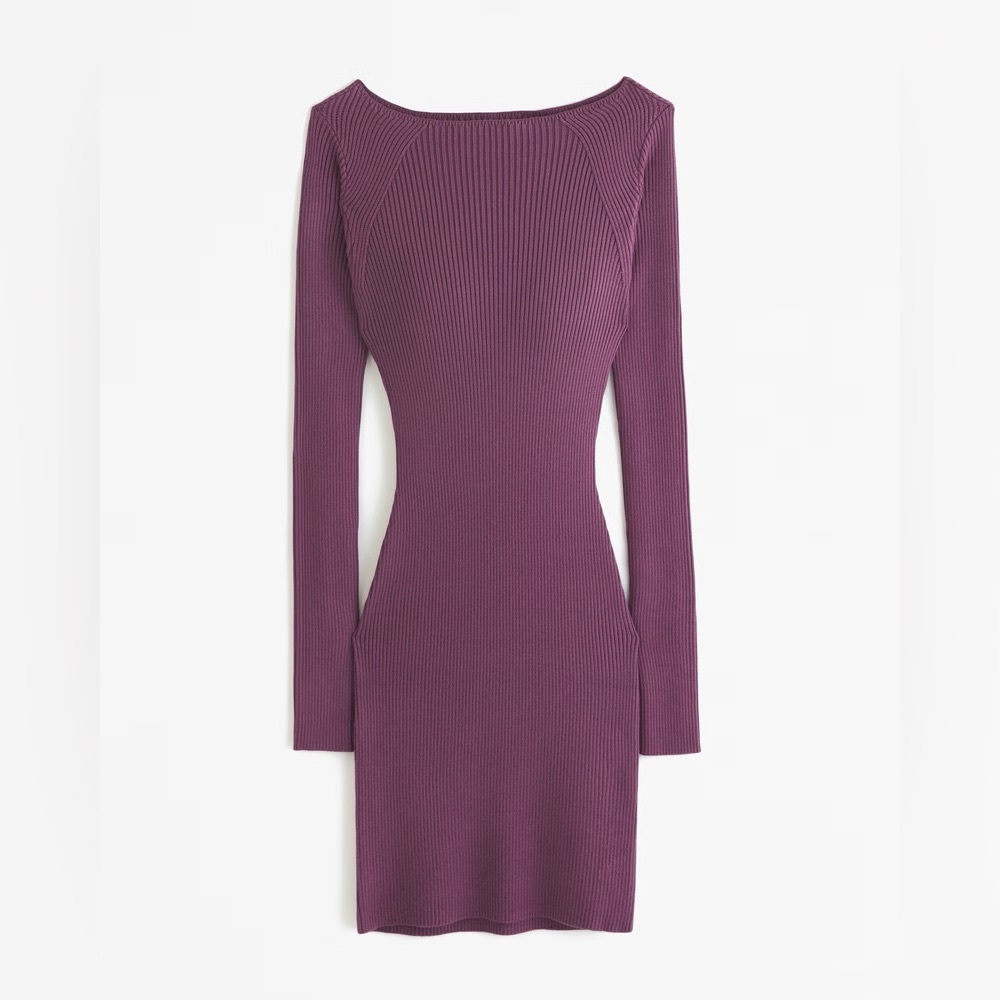 NWT Abercrombie & Fitch Long-Sleeve Slash Mini Sweater Dress SIZE M